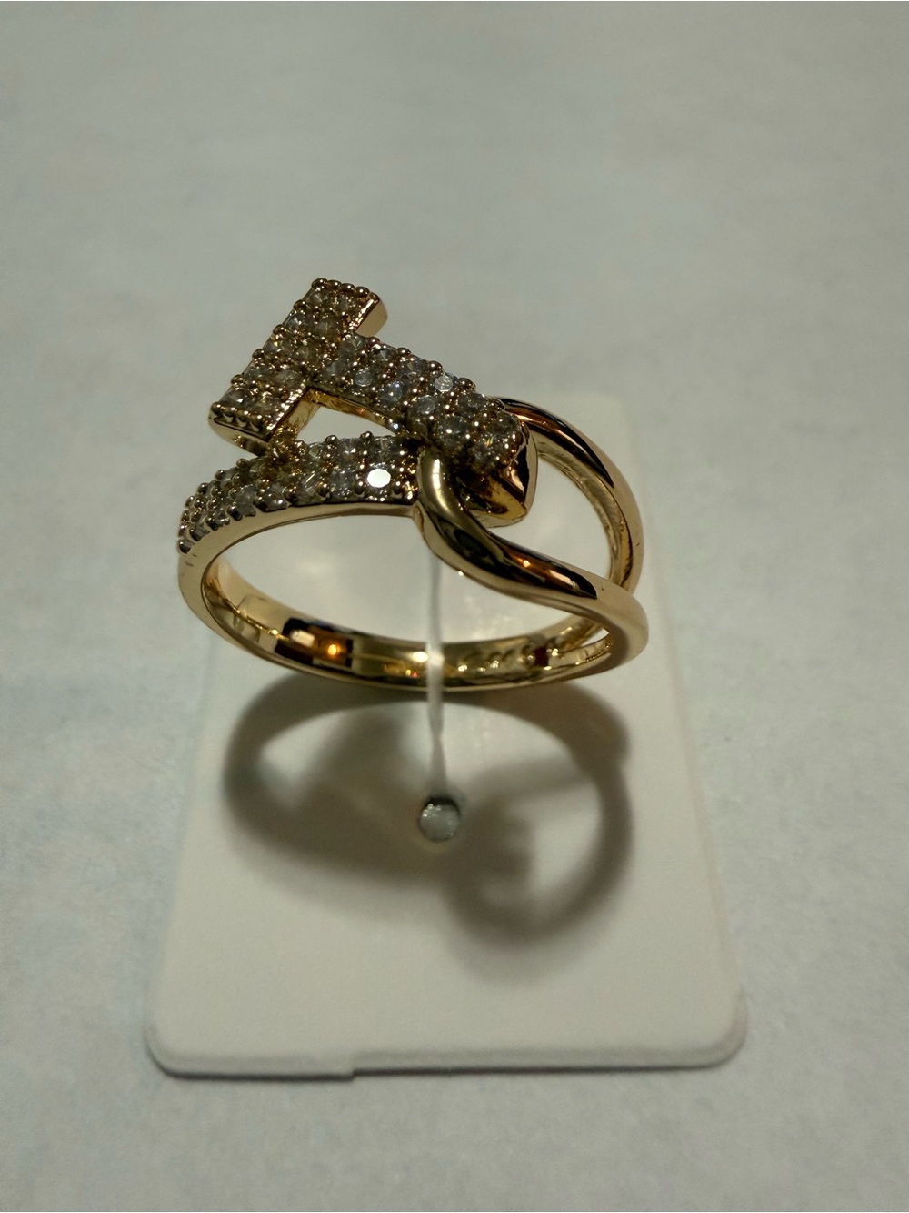 14k Gold Electroplated Paved Cubic Zirconia Women's Ring